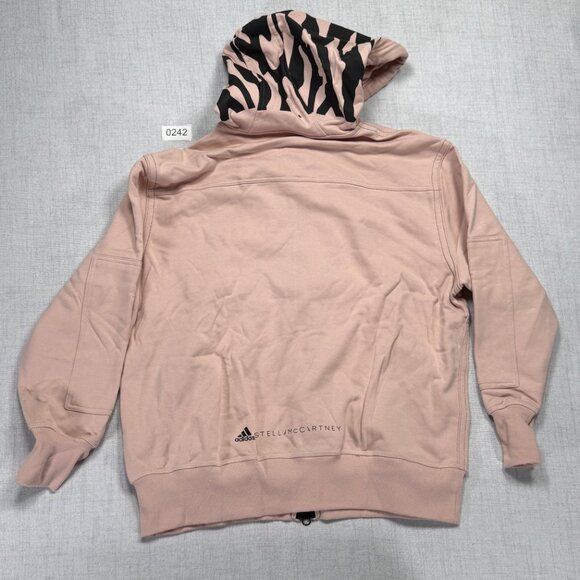 Adidas Stella McCartney Hoodie Full Zip Pink Zebra Print Hood Pockets Size M NWT - Picture 2 of 13